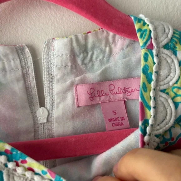 Lilly Pulitzer‎ Pink and Green Kids Dress Sz 5 - Picture 4 of 4